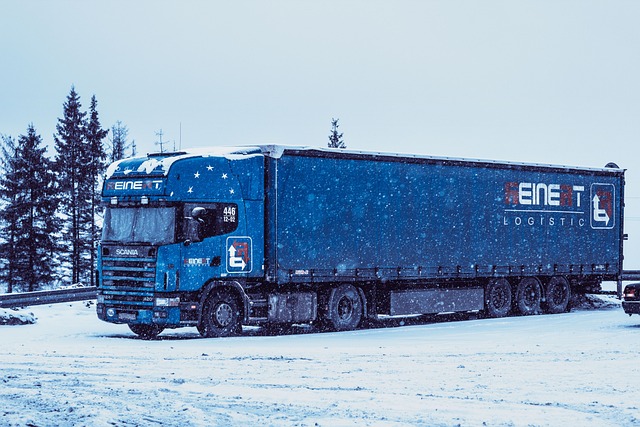 kamion v zimě